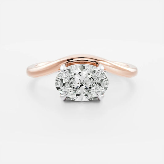 East-West Cushion Lab-Grown Diamond Bypass Solitaire Engagement Ring