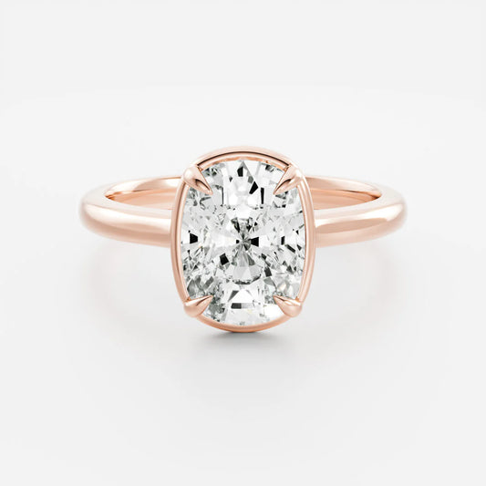 Cushion Cut Lab-Grown Diamond Bezel & 4-Prong Engagement Ring