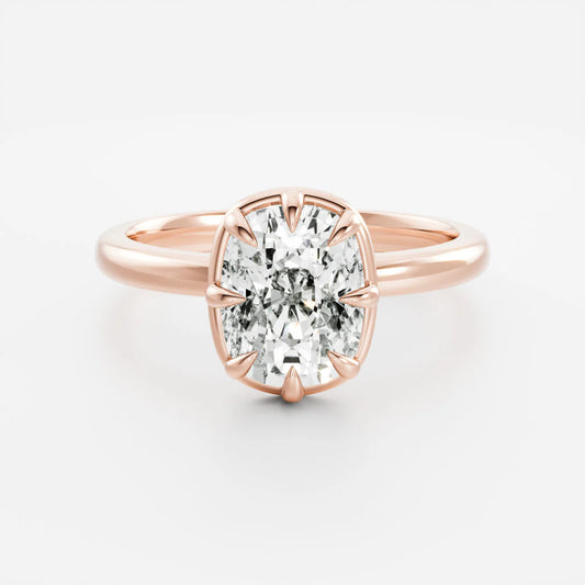 Cushion Cut Lab-Grown Diamond Bezel & Multi-Prong Engagement Ring