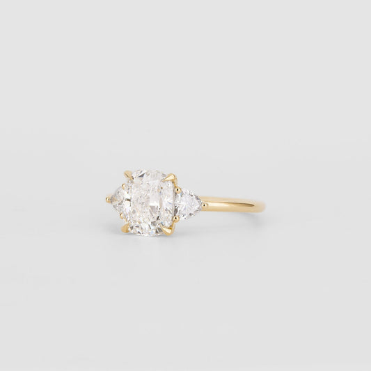 Cushion Lab-Grown Diamond Three Stone Pear Accent Engagement Ring