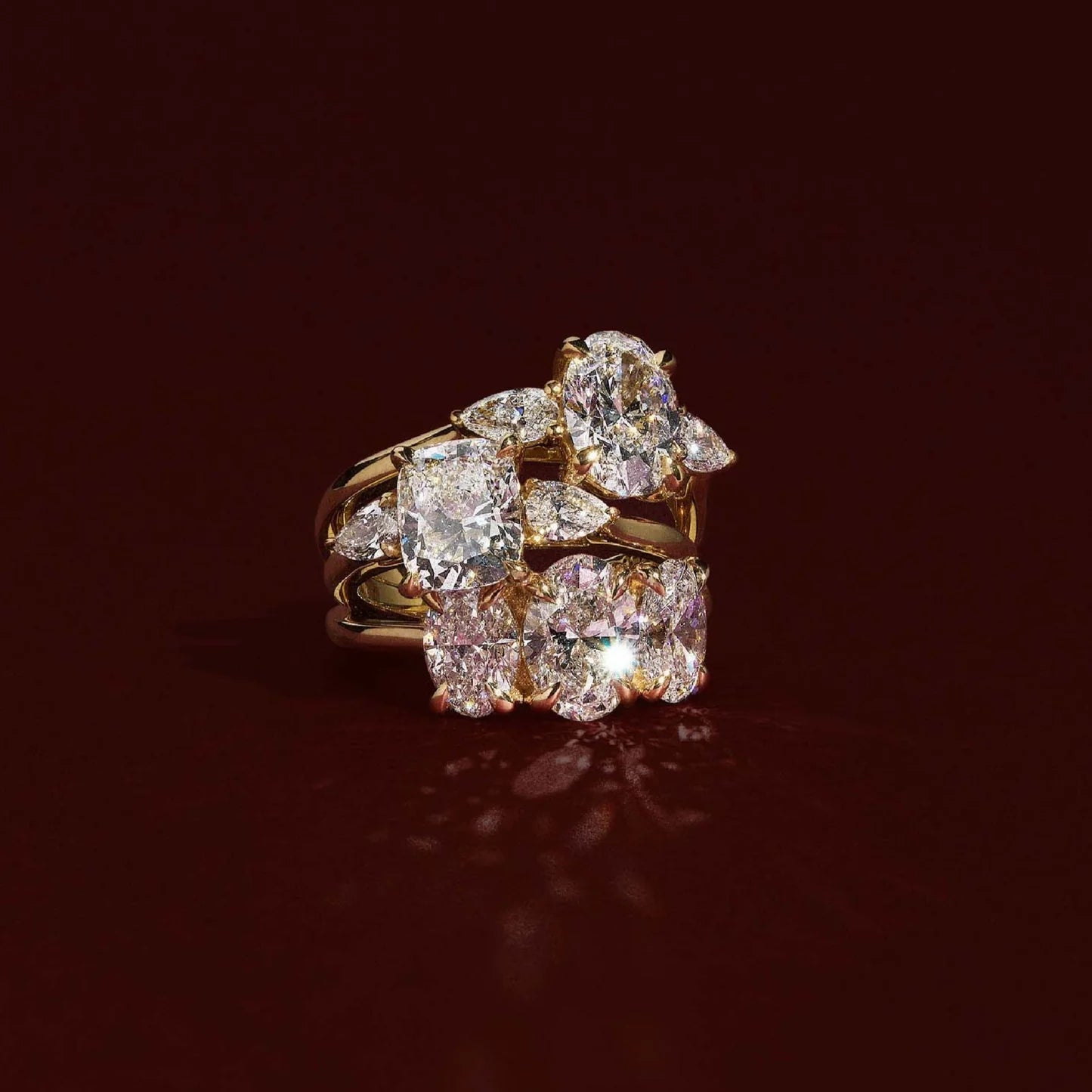 Oval Lab-Grown Diamond Three Stone Engagement Ring