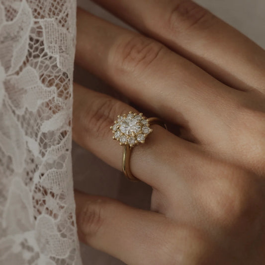 Oval Lab-Grown Diamond Cluster Halo Engagement Ring