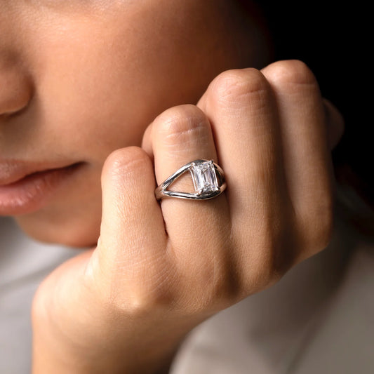 Radiant Cut Lab-Grown Diamond Solitaire Engagement Ring with Split Shank