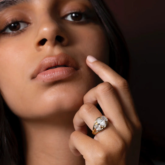 Oval Cut Lab-Grown Diamond Three Stone Engagement Ring with Split Shank