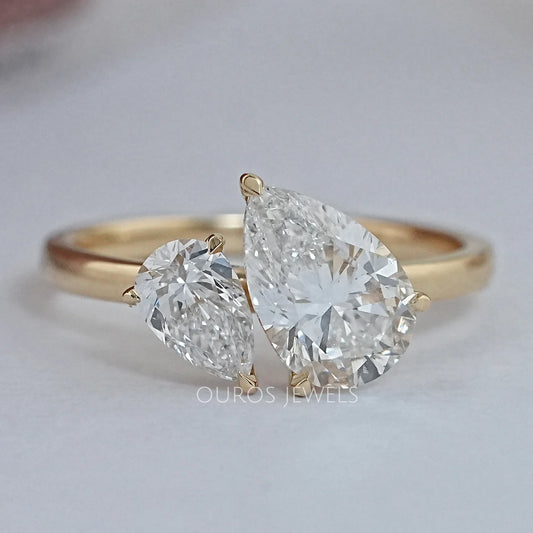 2.25 CT Pear Cut Toi et Moi Lab Grown Diamond Engagement Ring