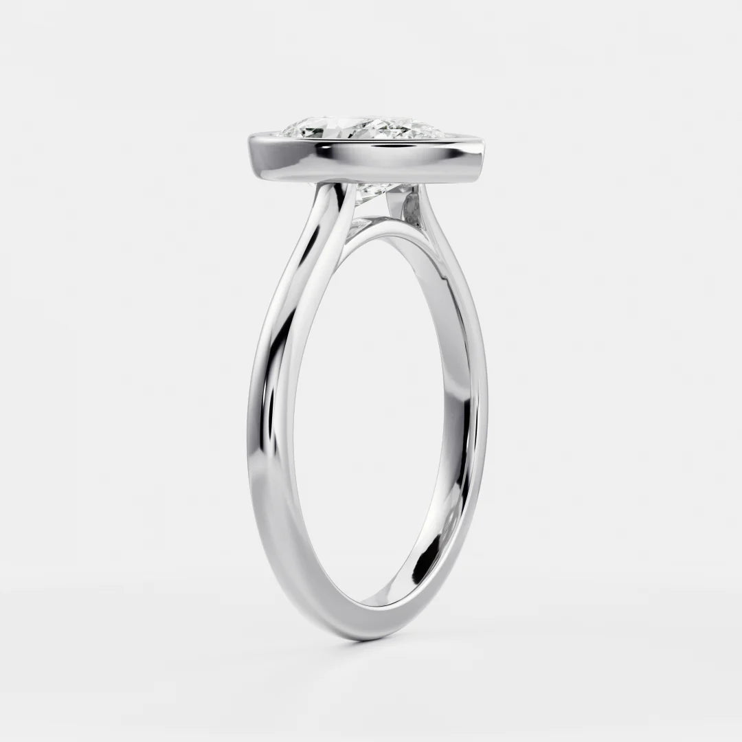 Pear Cut Lab-Grown Diamond Full Bezel Engagement Ring