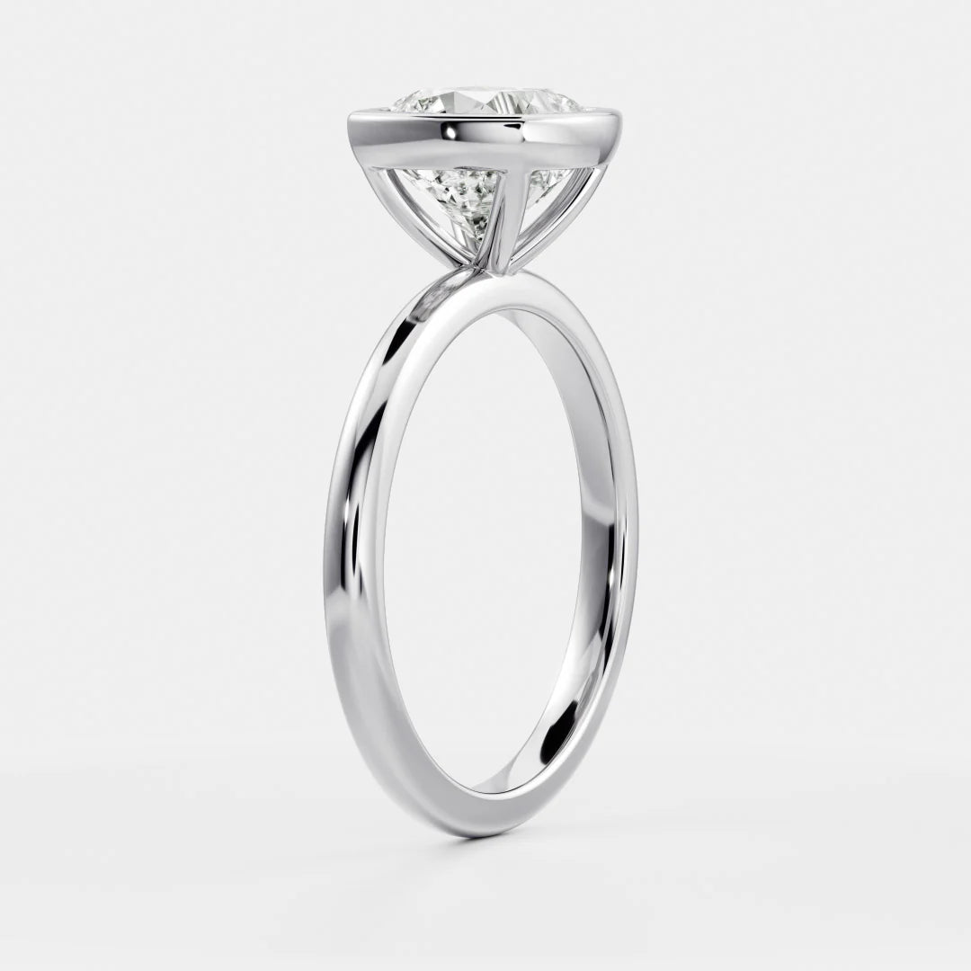 Cushion Cut Lab-Grown Diamond Full Bezel Engagement Ring