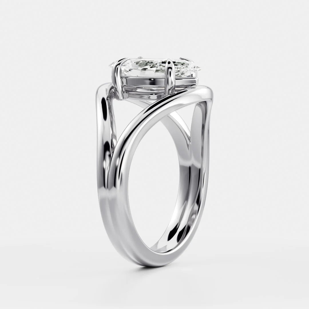 Marquise Cut Lab-Grown Diamond Solitaire Engagement Ring with Split Shank
