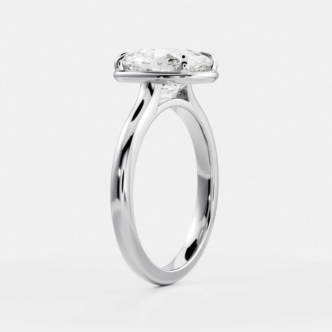 Cushion Cut Lab-Grown Diamond Bezel & 4-Prong Engagement Ring