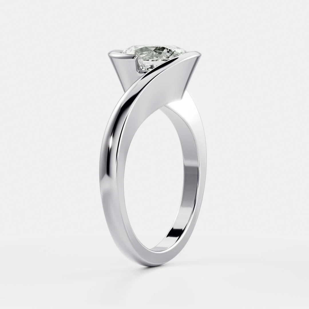 Oval Lab-Grown Diamond Half Bezel Bypass Solitaire Engagement Ring
