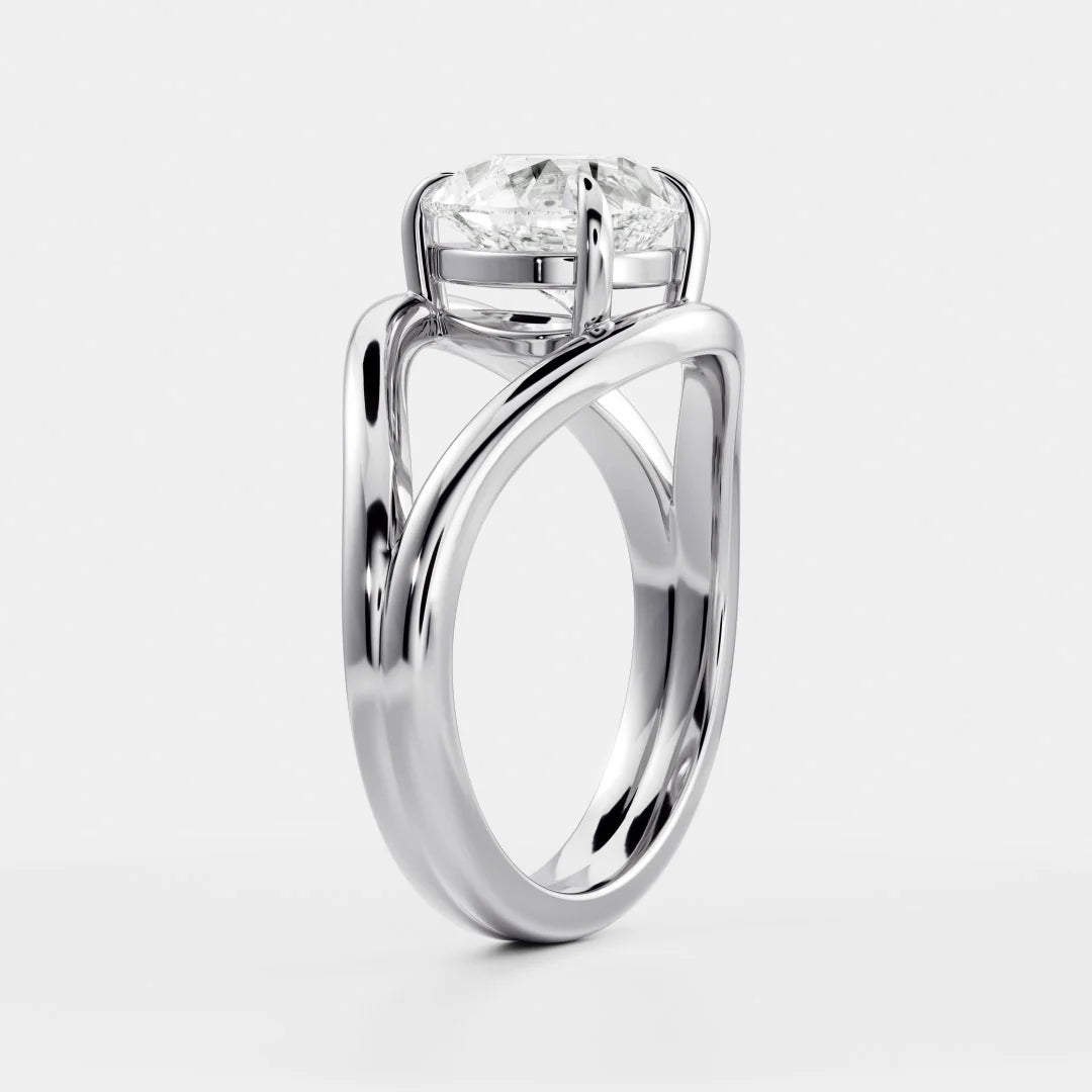 Pear Cut Lab-Grown Diamond Solitaire Engagement Ring with Split Shank