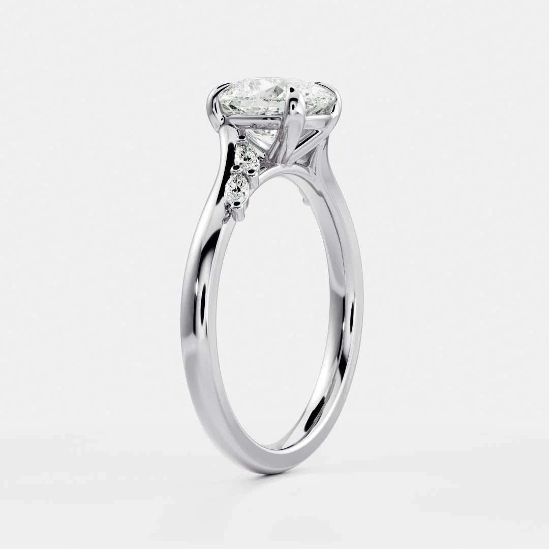Cushion Cut Lab-Grown Diamond Cluster Bypass Engagement Ring