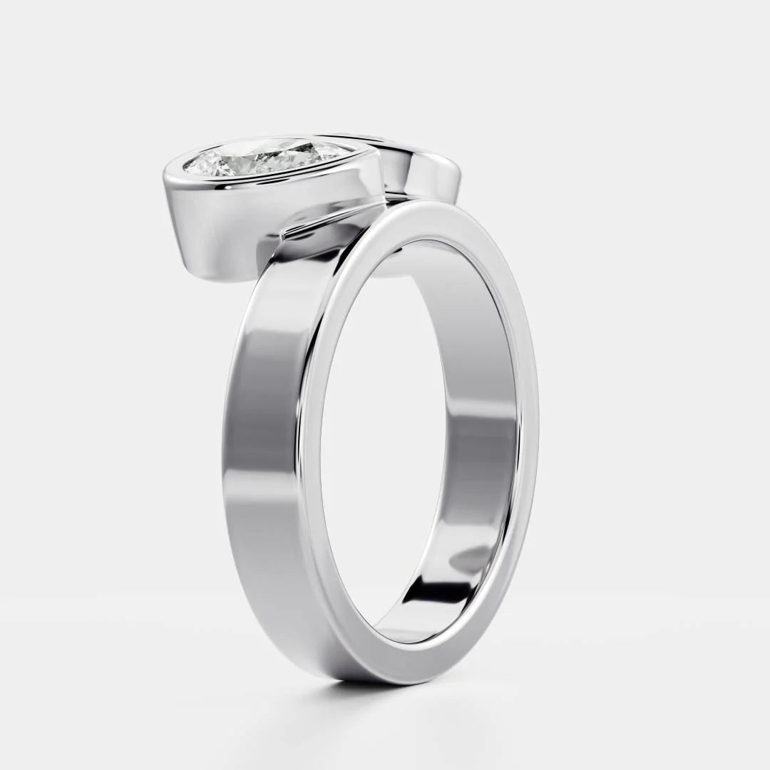 Pear & Oval Lab-Grown Diamond Bezel Toi et Moi Engagement Ring with Wide Band