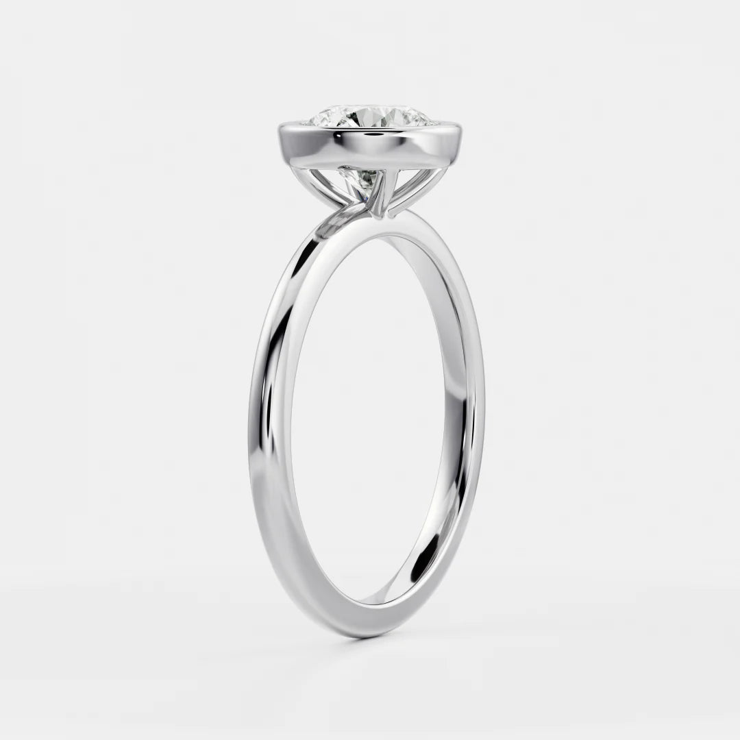 Round Cut Lab-Grown Diamond Full Bezel Engagement Ring