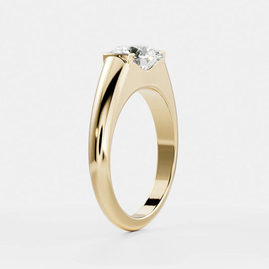 Round Brilliant Lab-Grown Diamond Bar-Set Solitaire Engagement Ring with Dome Band