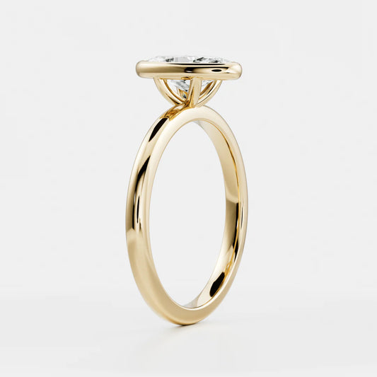 Elongated Oval Lab-Grown Diamond Full Bezel Engagement Ring