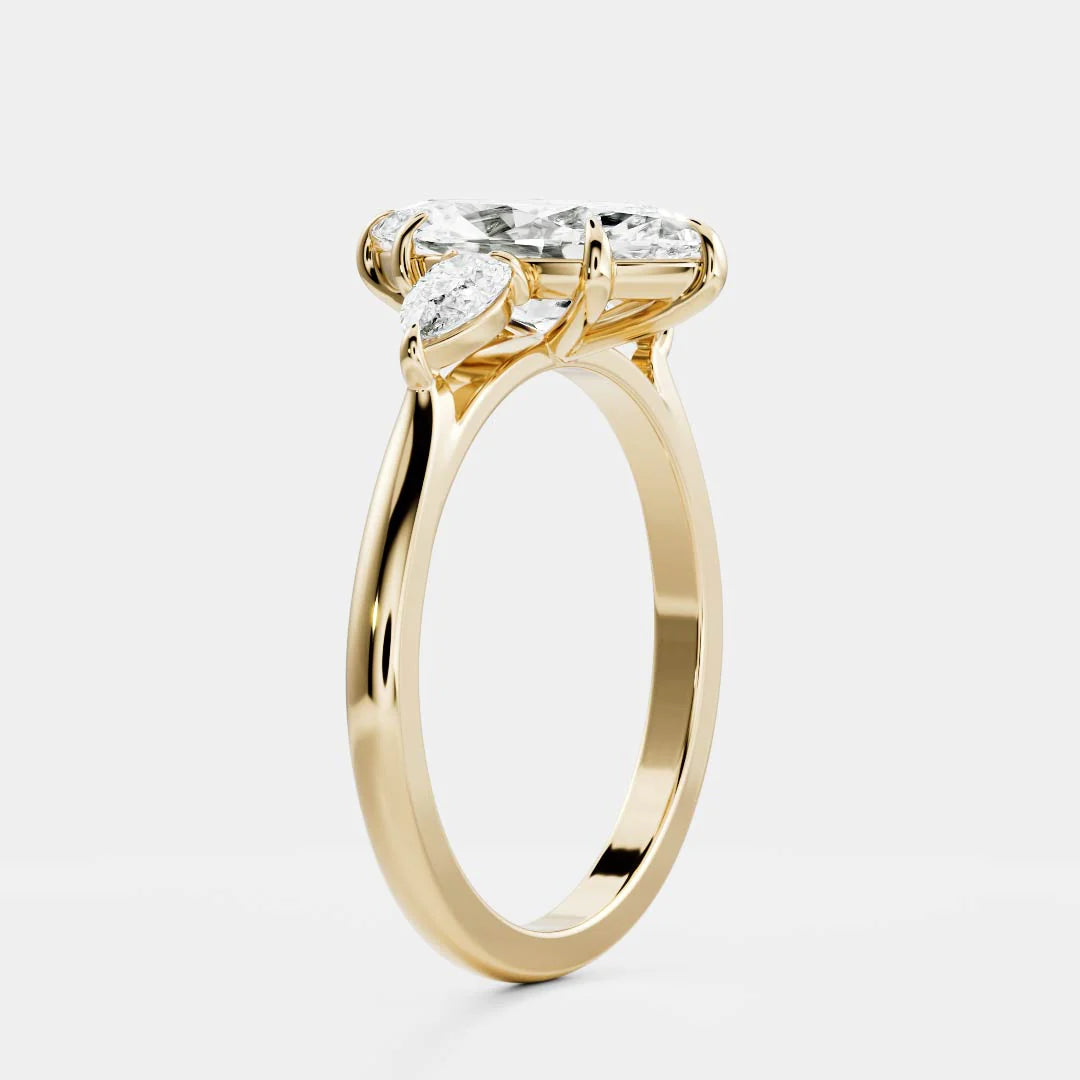 Marquise & Pear Lab-Grown Diamond Three Stone Engagement Ring