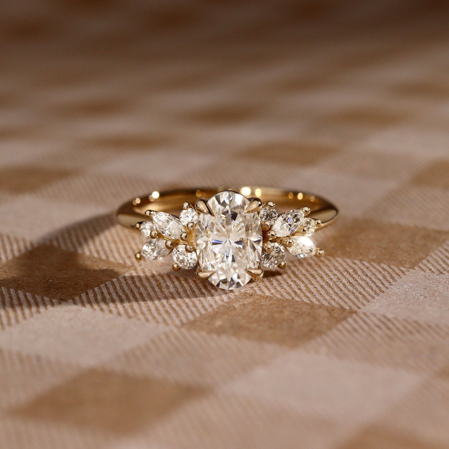 Oval Lab-Grown Diamond Floral Cluster Ring