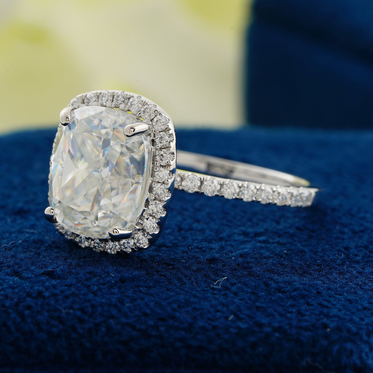 3.55 CT Cushion Cut Lab Grown Diamond Halo Ring – A Dazzling Symbol of Timeless Devotion