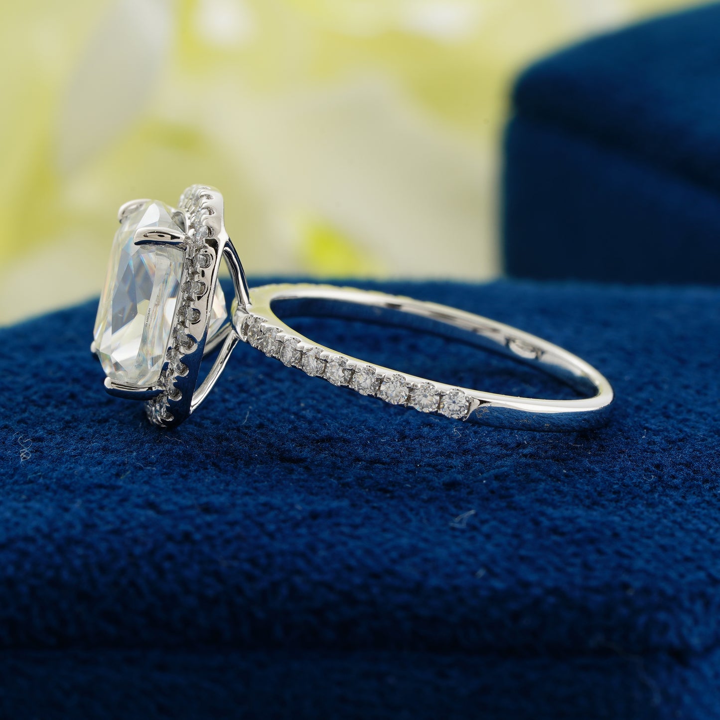 3.55 CT Cushion Cut Lab Grown Diamond Halo Ring – A Dazzling Symbol of Timeless Devotion