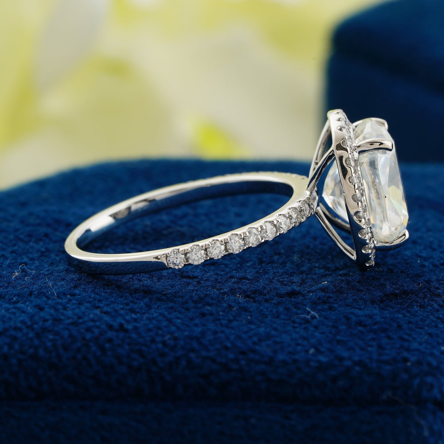 3.55 CT Cushion Cut Lab Grown Diamond Halo Ring – A Dazzling Symbol of Timeless Devotion