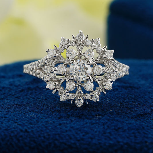 Snowflake Radiance Diamond Ring – A Whisper of Winter’s Magic