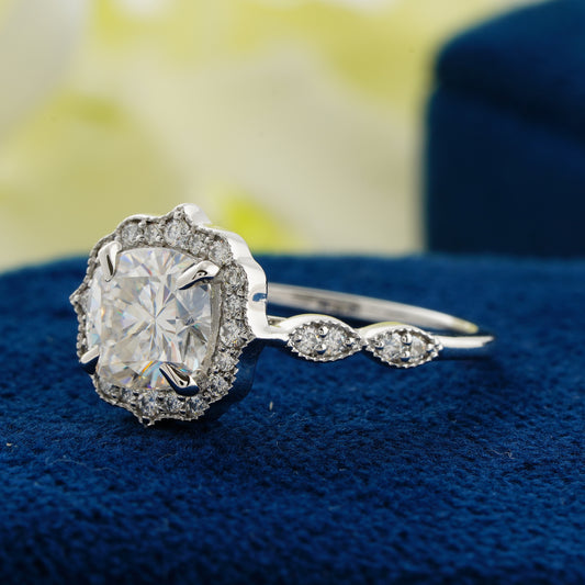 Blooming Grace Cushion Diamond Ring – A Petal of Timeless Love