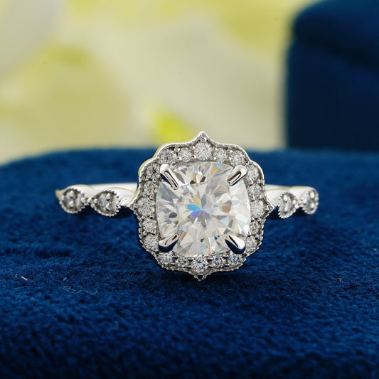 Blooming Grace Cushion Diamond Ring – A Petal of Timeless Love