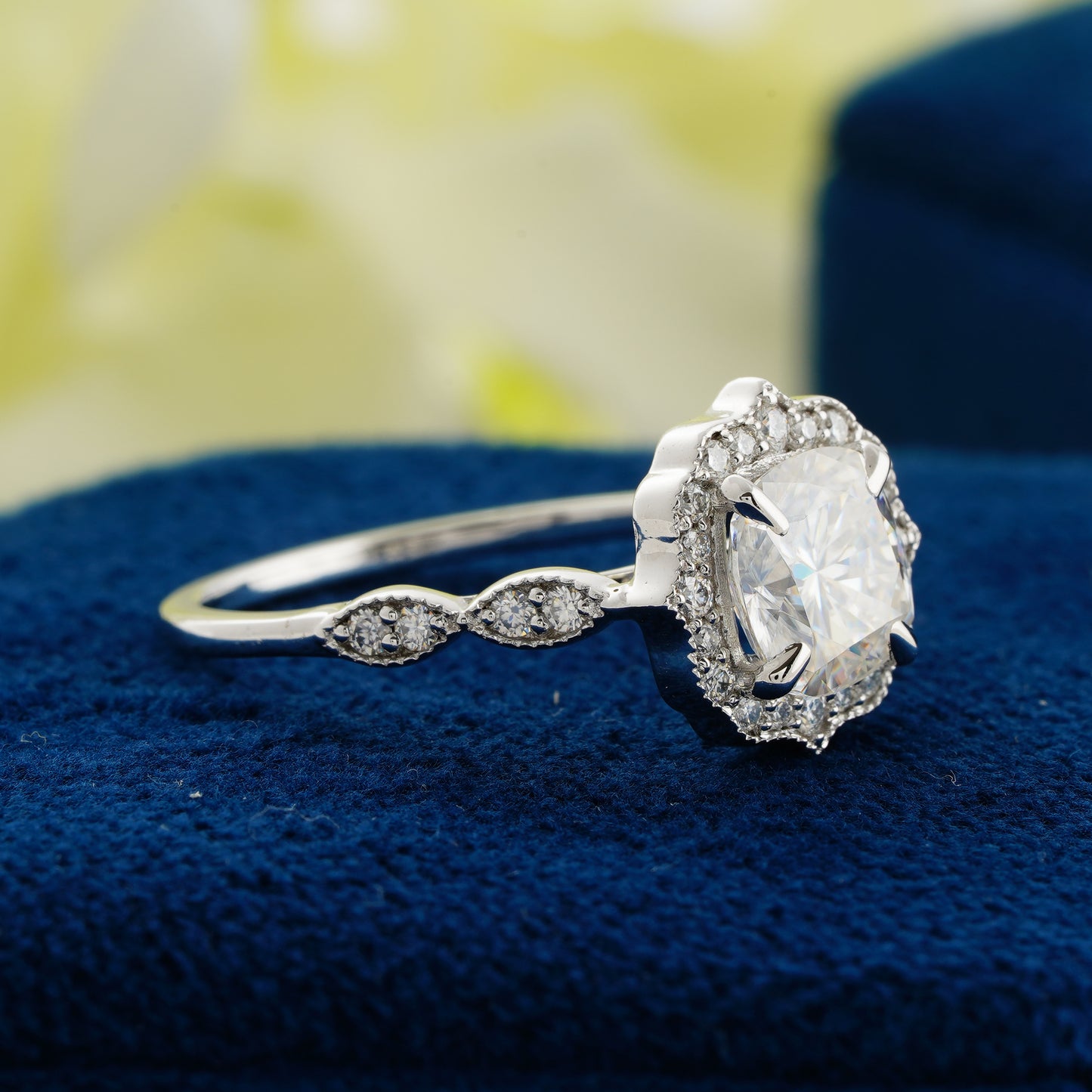 Blooming Grace Cushion Diamond Ring – A Petal of Timeless Love