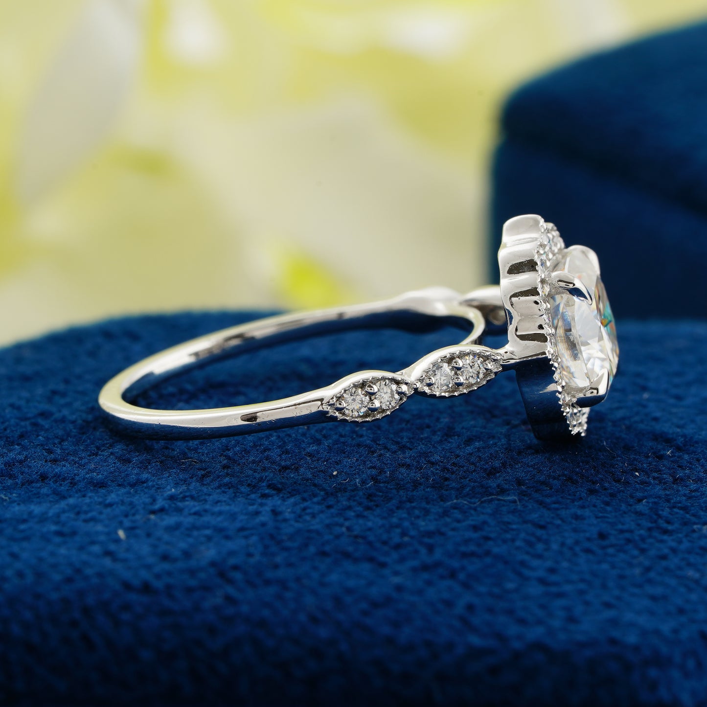 Blooming Grace Cushion Diamond Ring – A Petal of Timeless Love