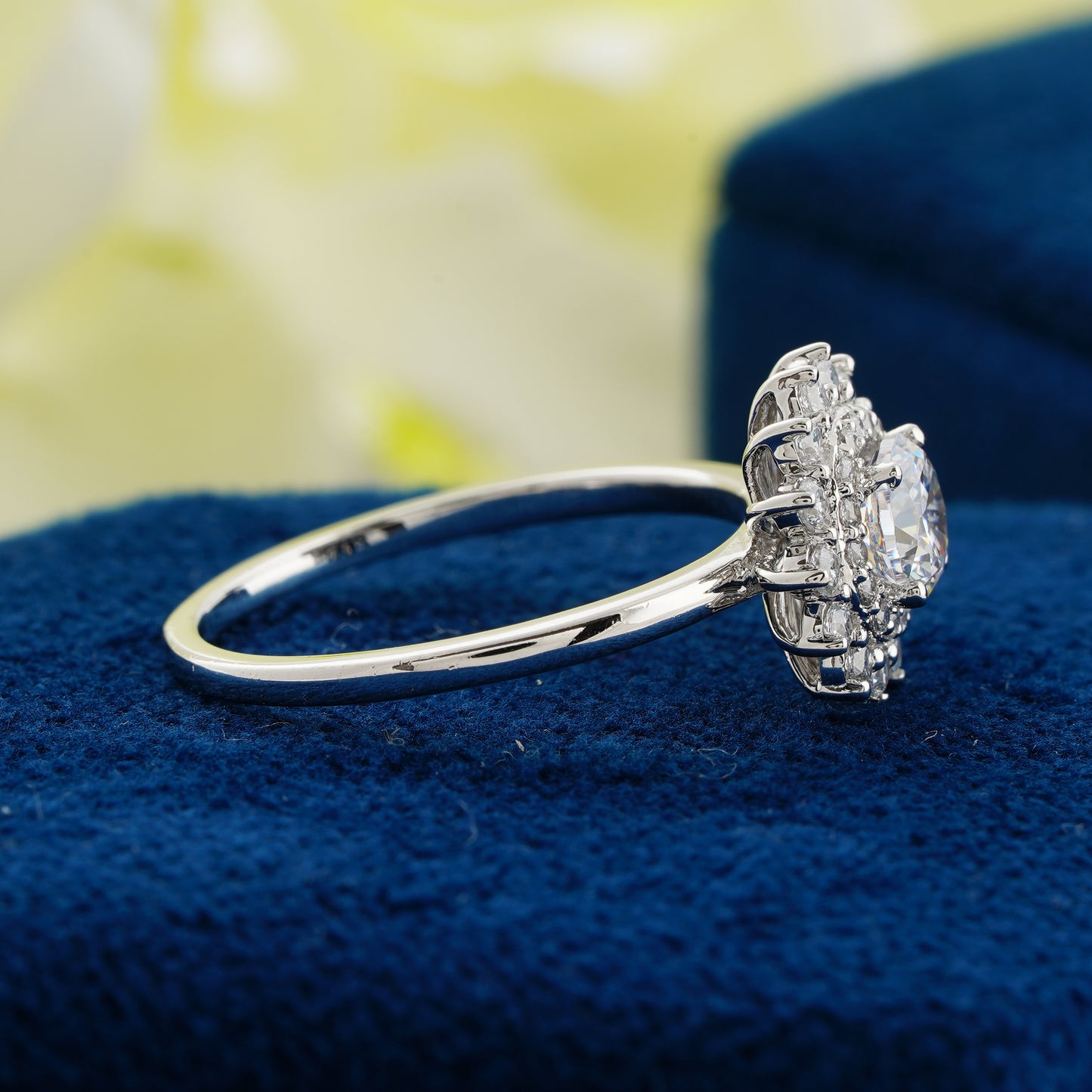 0.55 CT Round Diamond Double Halo Engagement Ring