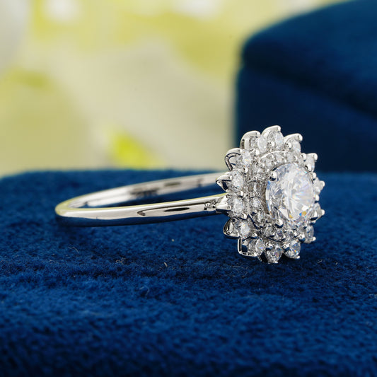 0.55 CT Round Diamond Double Halo Engagement Ring