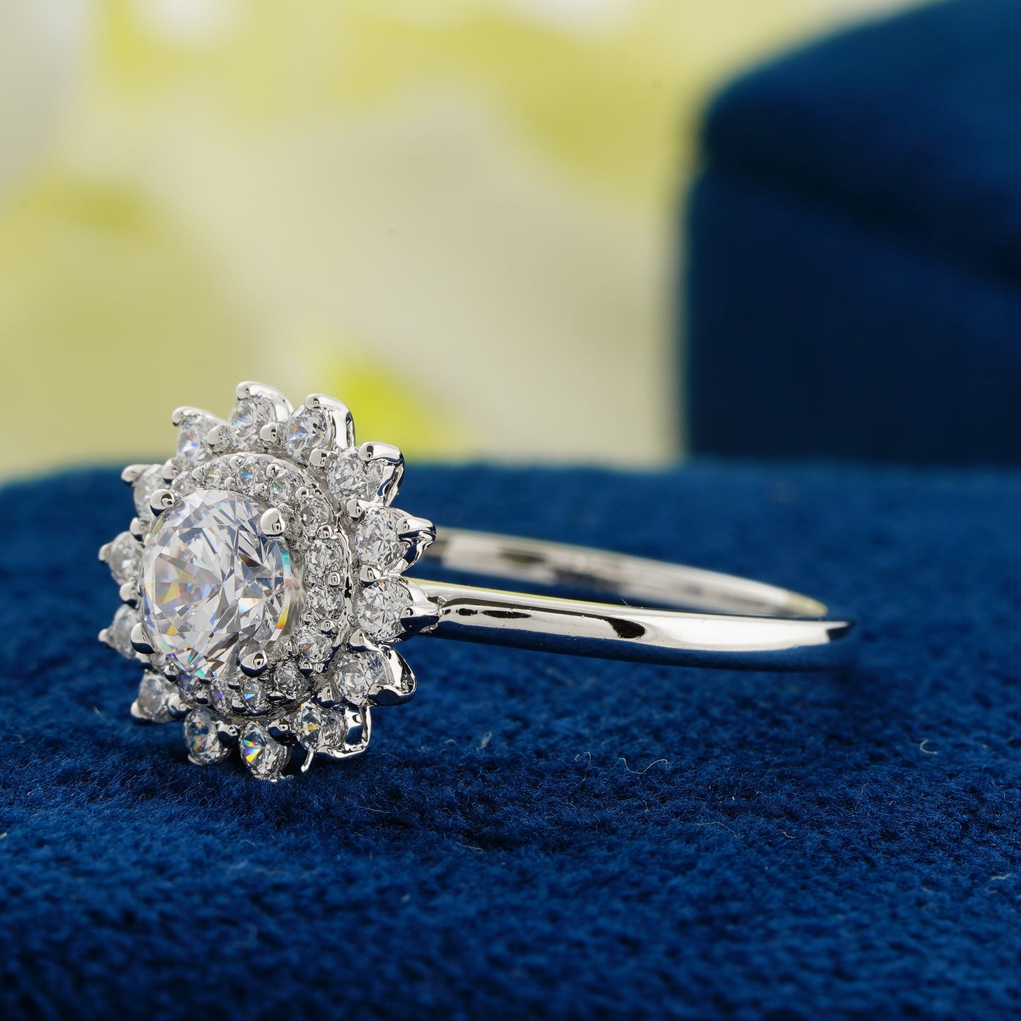 0.55 CT Round Diamond Double Halo Engagement Ring