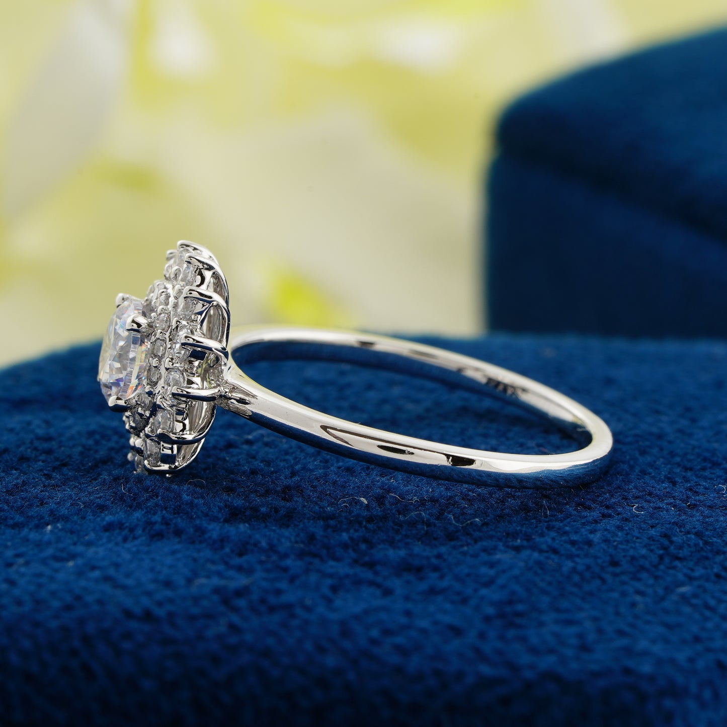 0.55 CT Round Diamond Double Halo Engagement Ring