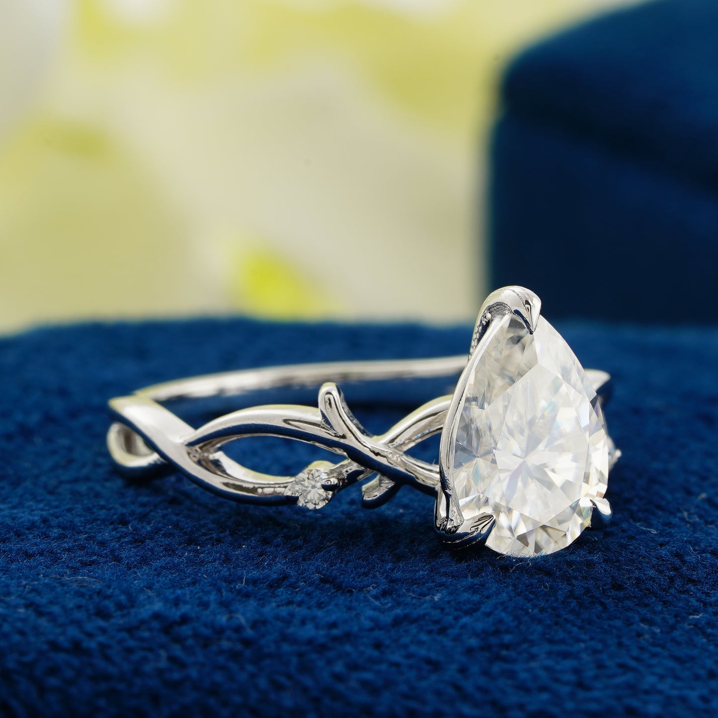 Elegant 1.93 CT Pear Cut Diamond Ring with Twisted Band | Teardrop Engagement Ring