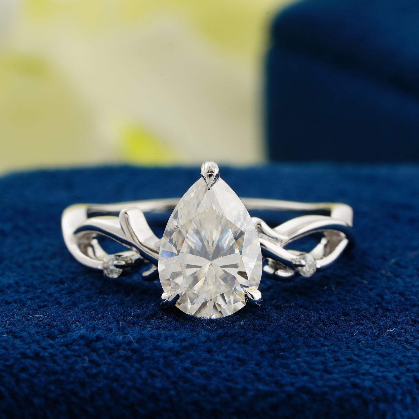 Elegant 1.93 CT Pear Cut Diamond Ring with Twisted Band | Teardrop Engagement Ring