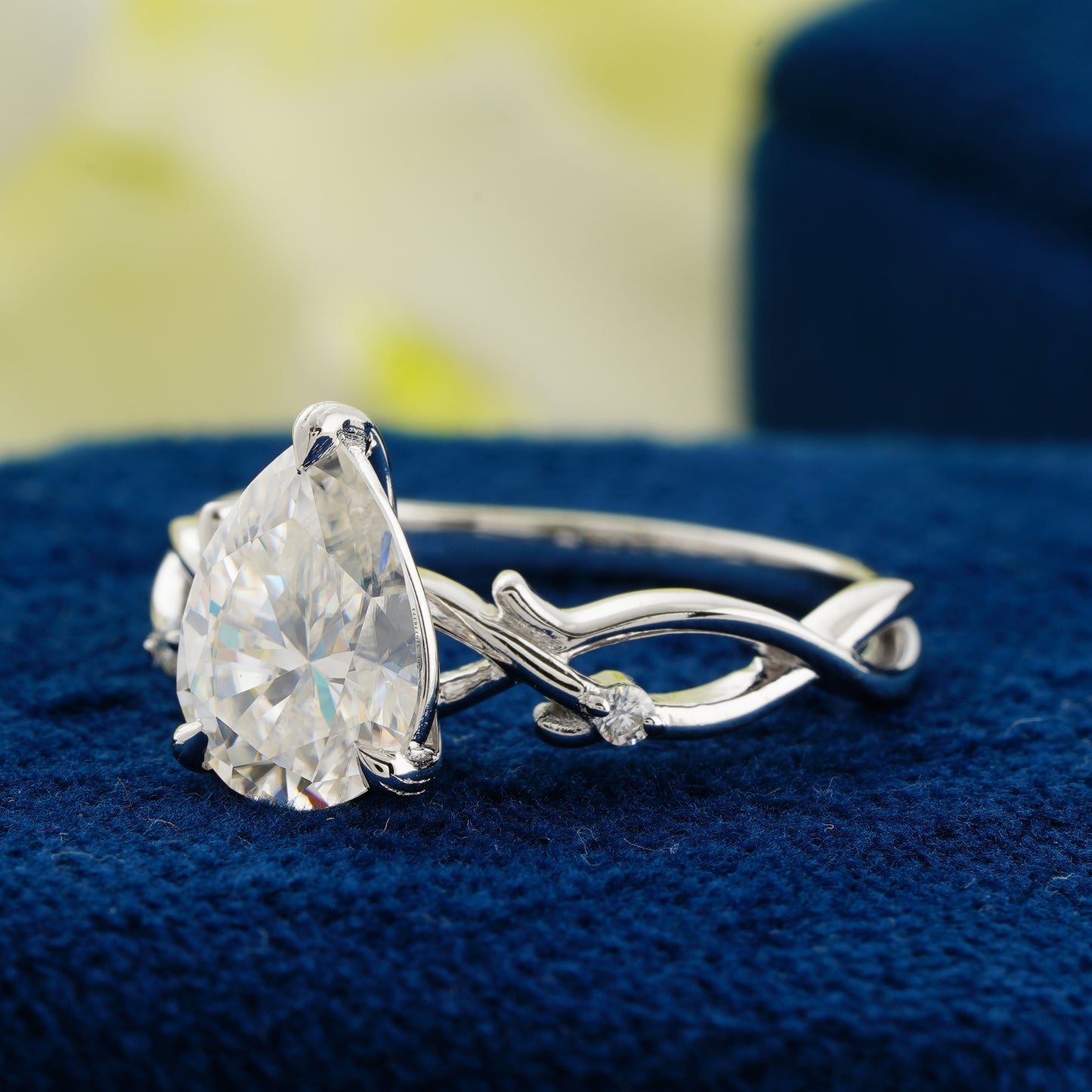 Elegant 1.93 CT Pear Cut Diamond Ring with Twisted Band | Teardrop Engagement Ring