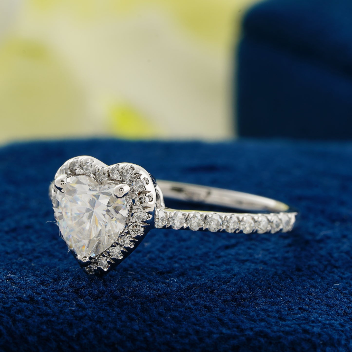 1.11 CT Heart Cut Lab Grown Diamond Halo Engagement Ring | Romantic Heart-Shaped Promise Ring
