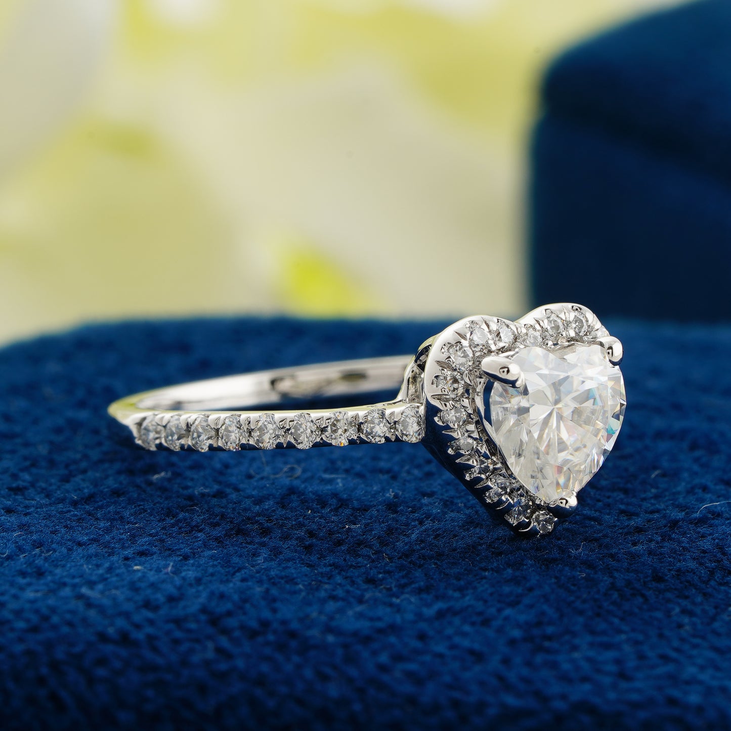 1.11 CT Heart Cut Lab Grown Diamond Halo Engagement Ring | Romantic Heart-Shaped Promise Ring