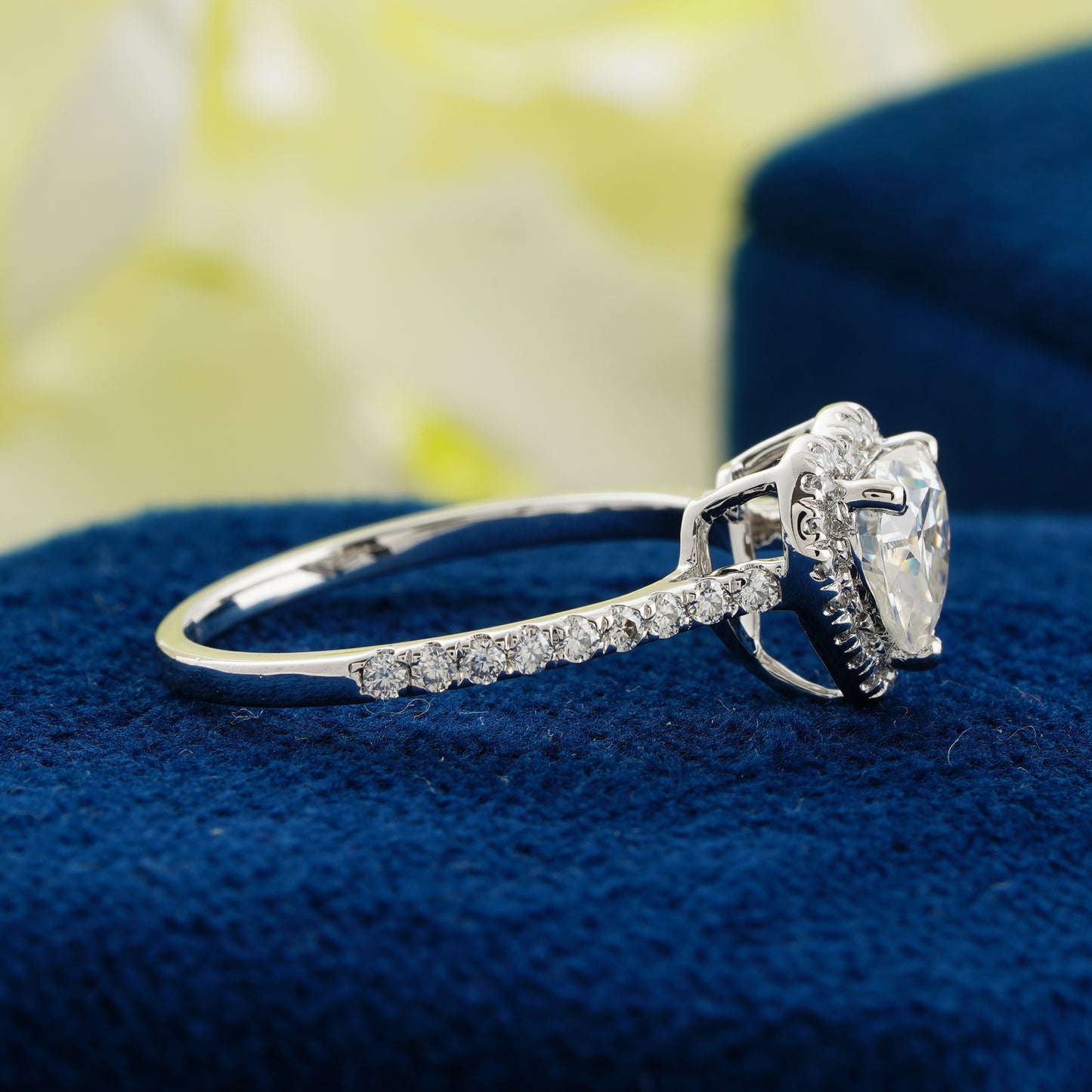1.11 CT Heart Cut Lab Grown Diamond Halo Engagement Ring | Romantic Heart-Shaped Promise Ring