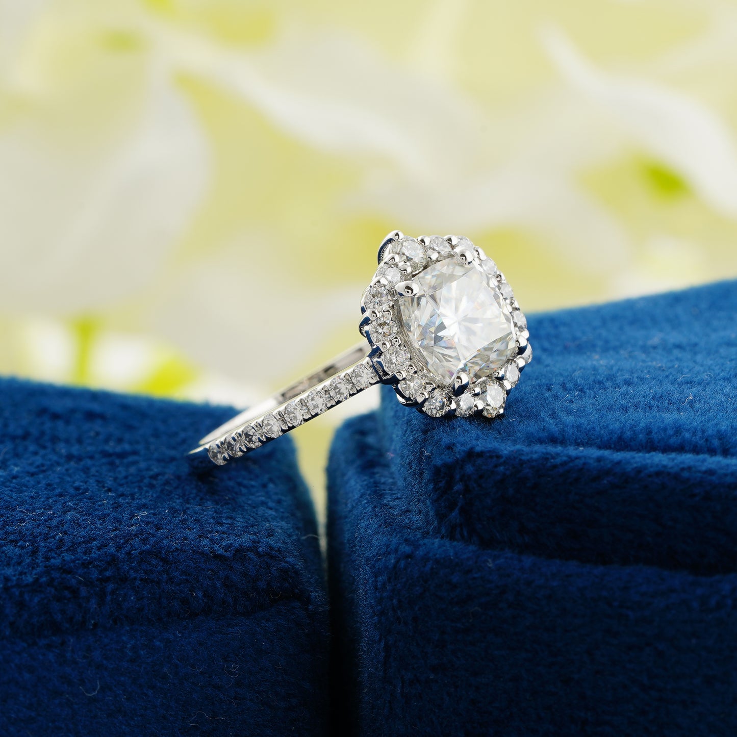 3.55 CT Cushion Cut Lab Grown Diamond Halo Ring – A Dazzling Symbol of Timeless Devotion