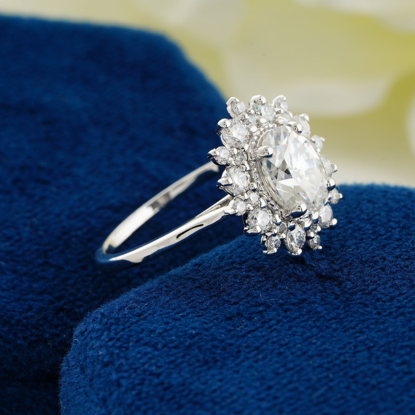 Celestial Bloom Oval Diamond Ring – Where Love Blossoms in Light