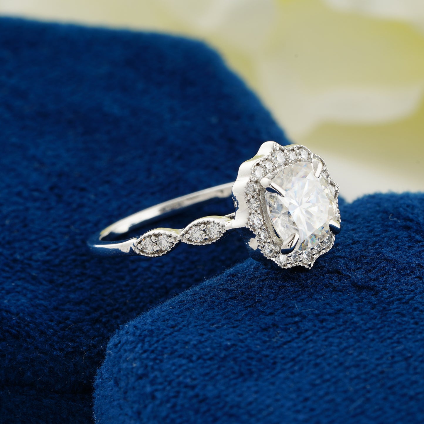Blooming Grace Cushion Diamond Ring – A Petal of Timeless Love