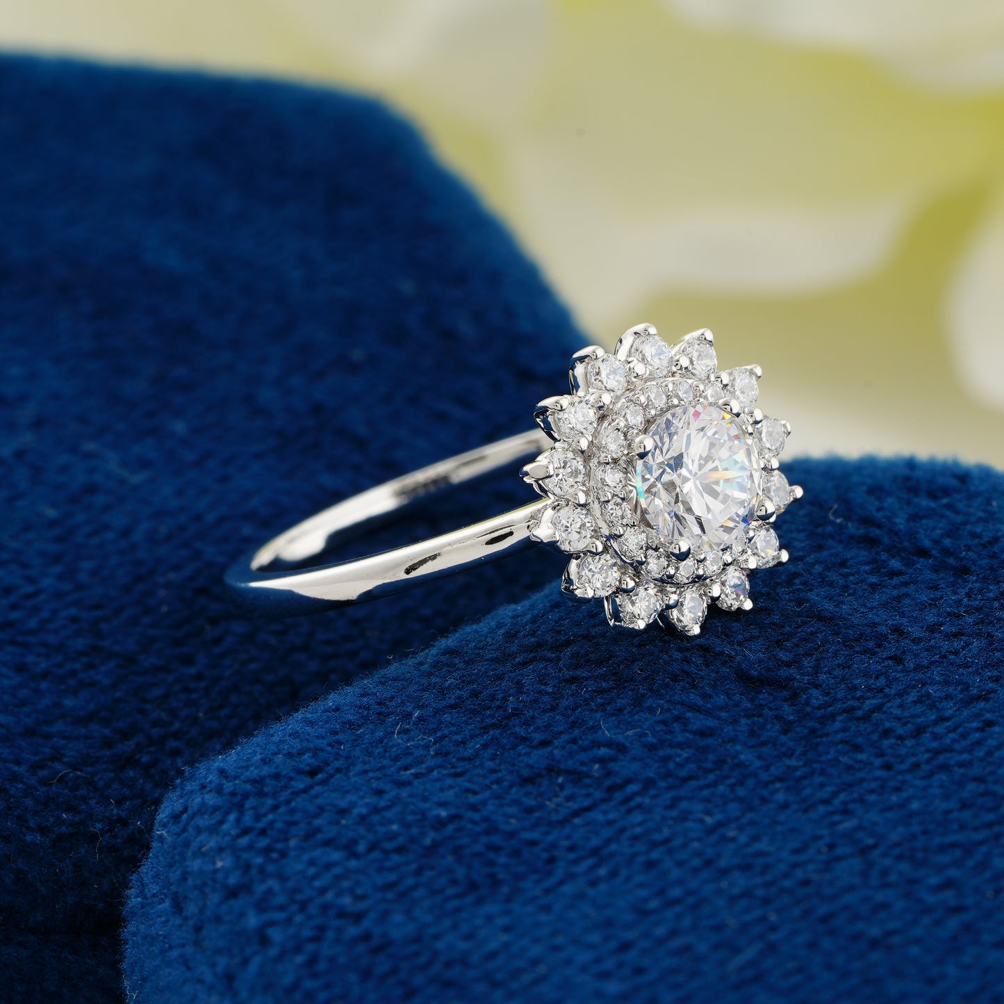 0.55 CT Round Diamond Double Halo Engagement Ring