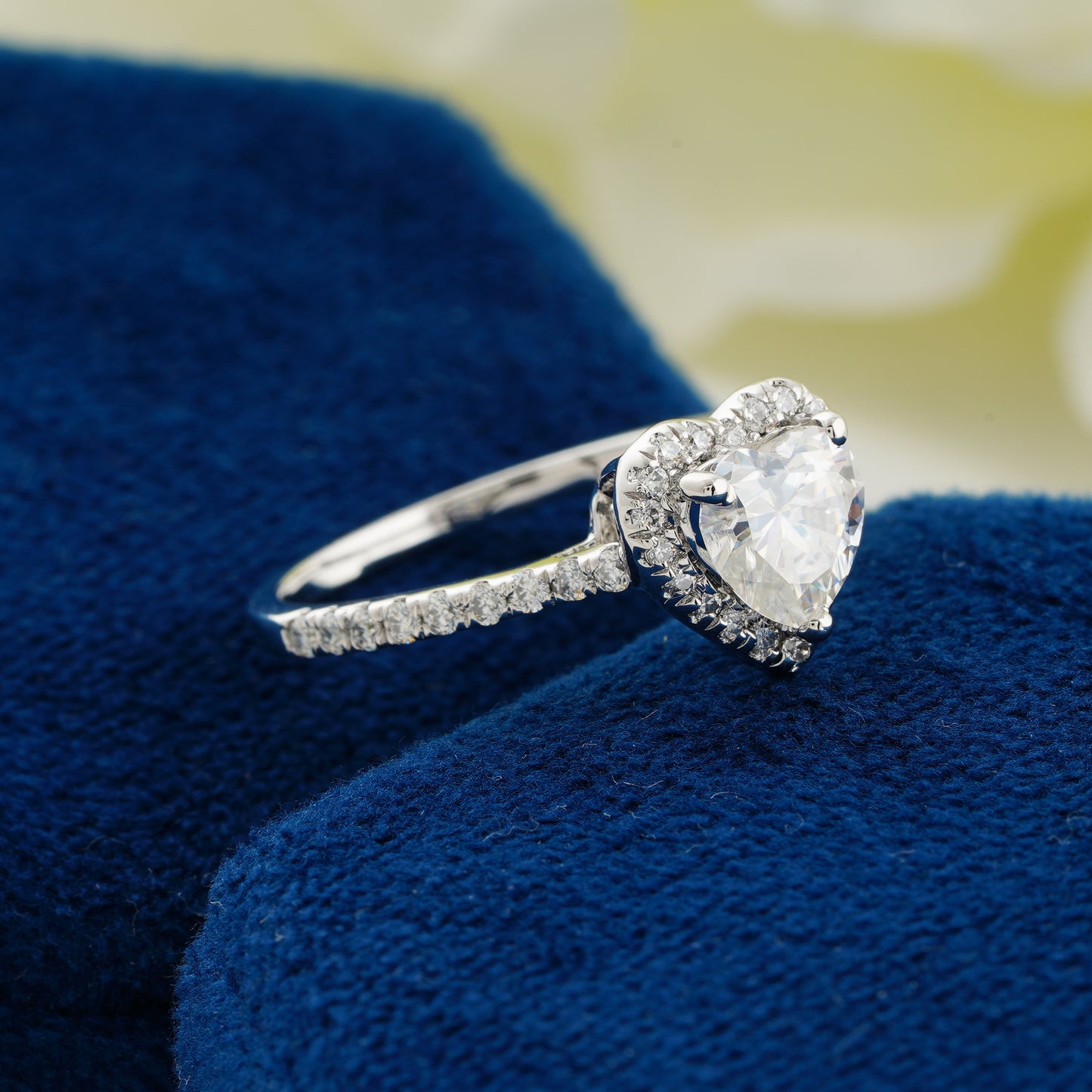 1.11 CT Heart Cut Lab Grown Diamond Halo Engagement Ring | Romantic Heart-Shaped Promise Ring