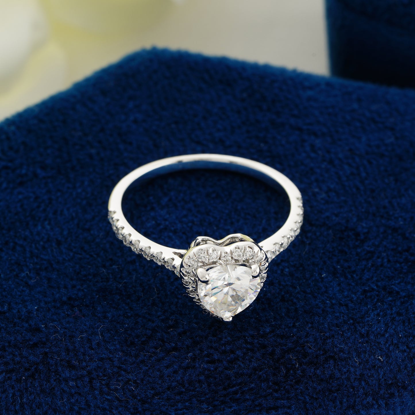 1.11 CT Heart Cut Lab Grown Diamond Halo Engagement Ring | Romantic Heart-Shaped Promise Ring