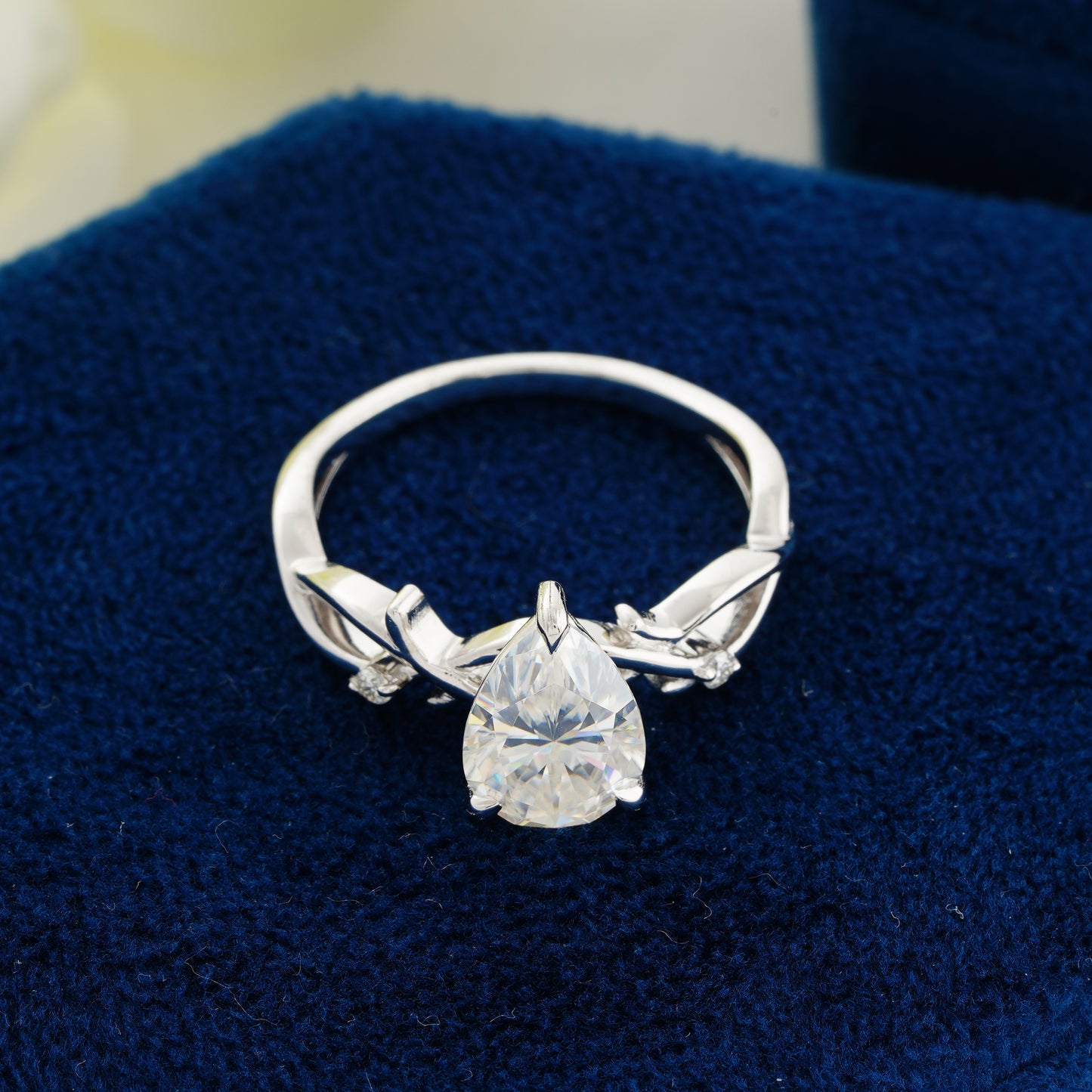 Elegant 1.93 CT Pear Cut Diamond Ring with Twisted Band | Teardrop Engagement Ring