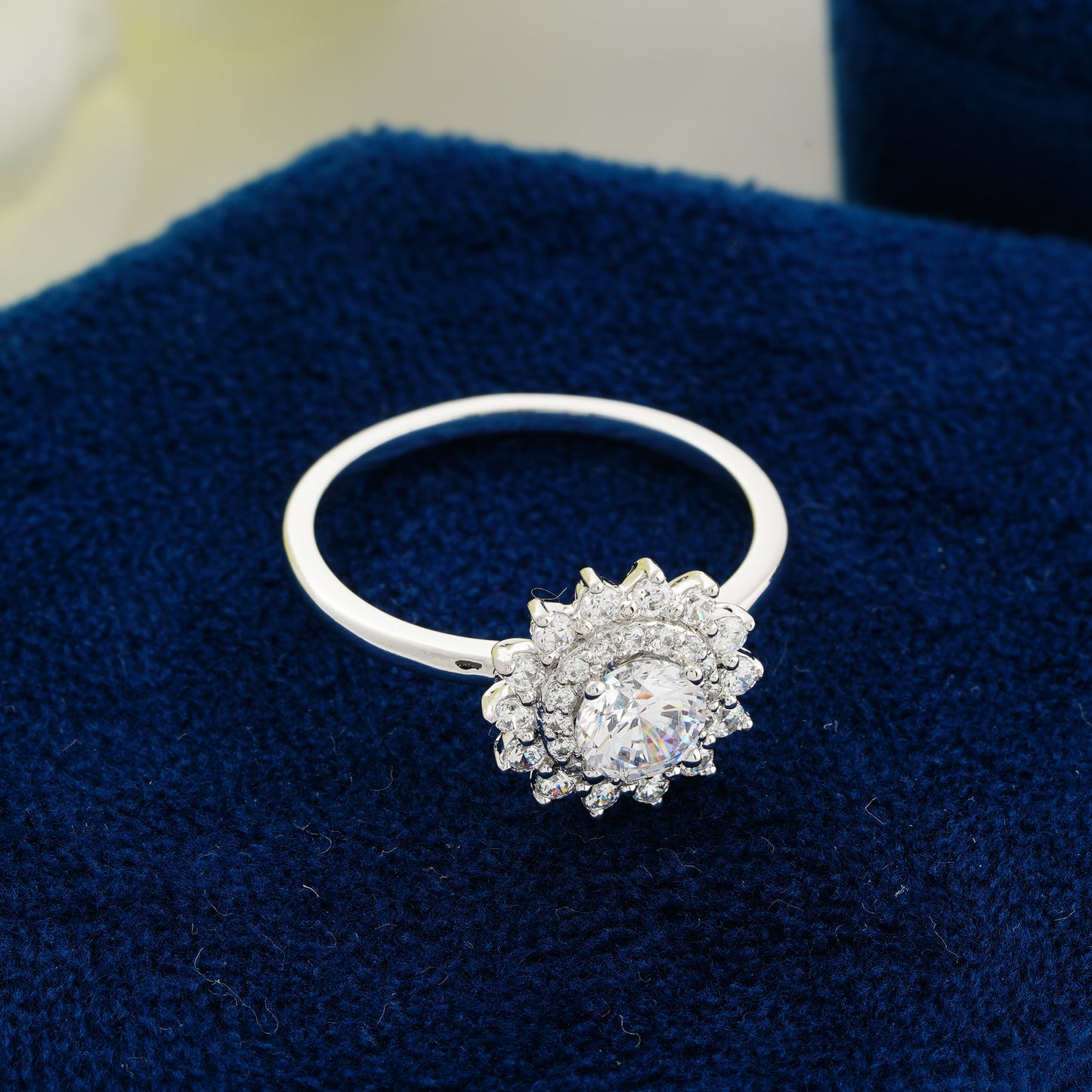 0.55 CT Round Diamond Double Halo Engagement Ring