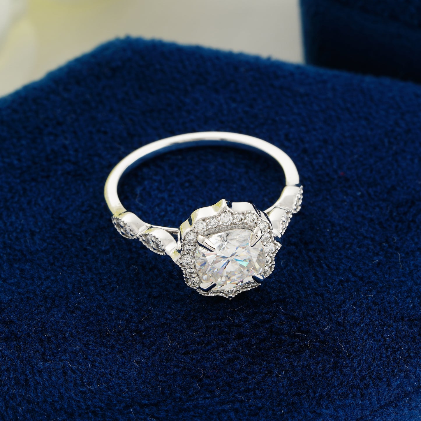 Blooming Grace Cushion Diamond Ring – A Petal of Timeless Love
