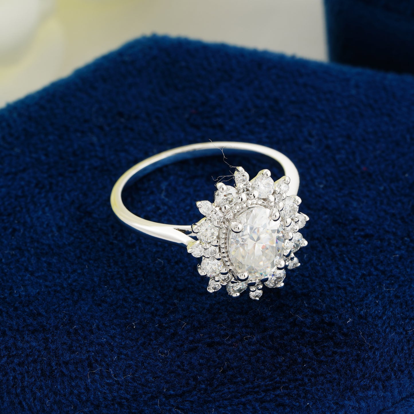 Celestial Bloom Oval Diamond Ring – Where Love Blossoms in Light